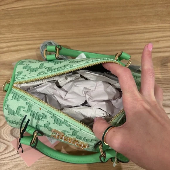 Juicy Couture Pep In Her Step Mini Barrel Bag Purse Mint Green Bling Y2K - Picture 6 of 8